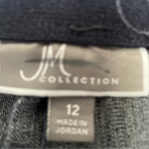 JM COLLECTION DARK WASH JEANS 12 FLAT FRONT STRETCH DENIM POCKETS STRAIGHT LEG - Picture 7 of 9